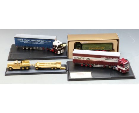 Four diecast model vehicles comprising Corgi Eddie Stobart Ltd 1:50 scale Albion (LAD) 6 Wheel Platform Lorry &amp; Sheeted L