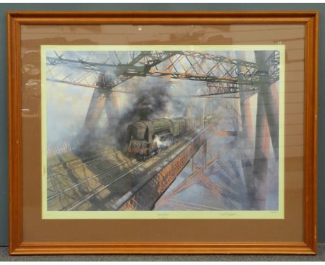 David Shepherd signed limited edition (585/850) print "Over the Forth", 58 x 80cm