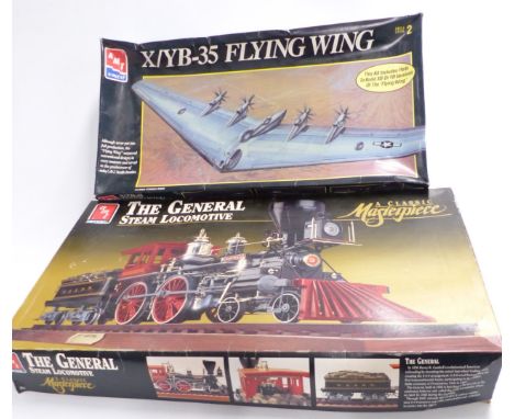 Two ERTL AMT model kits 1:25 scale A Classic Masterpiece The General Steam Locomotive 8124 and 1:72 scale X/YB-35 Flying Wing