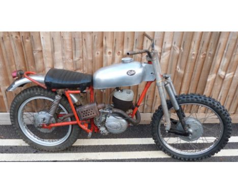 1961 DOT 250cc Villiers single cylinder two stroke motorbike, registration number XUF 72A, by repute engine, tank and front w