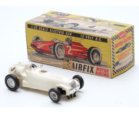 Airfix 1:32 scale Model Motor Racing electric car 1937 Mercedes with white body and driver and racing number 6, in original b