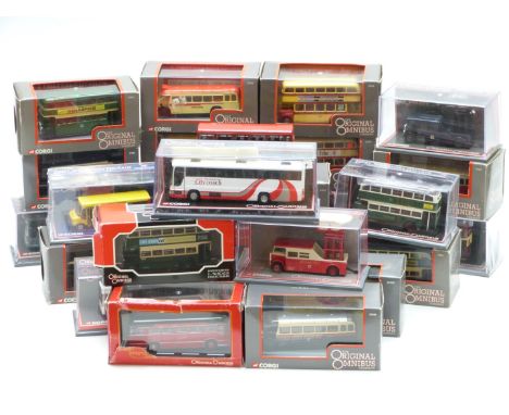 Twenty-three Corgi The Original Omnibus Company 1:43 scale diecast model buses and coaches including double decker examples, 