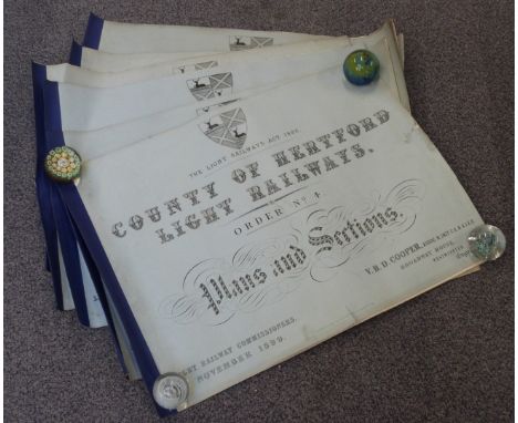 Six bound books of plans and sections relating to the County of Hertford Light Railway, comprising November 1899 Orders numbe