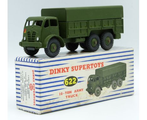 Dinky Supertoys 10-Ton Army Truck with military green cab, chassis, cover and hubs, 622, in original box.&nbsp;