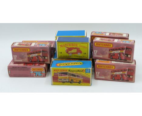 A collection of fourteen Matchbox Superfasts and 1-75 series diecast models including The Londoner, Mod Rod and Beach Buggy, 