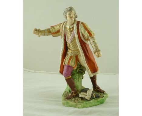 A LATE 19TH CENTURY CERAMIC FIGURE considered to be Garrick as Richard III, 29cm high 