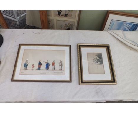 TWO FRAMED ITEMS - Costumes in Shakespeare Plays "A Winter's Tale" and one other portrait black and white print, framed
