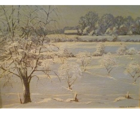 FRANKLIN D. POOLE Winter Scene, Oil painting on board, signed, 45cm x 60cm, framed 