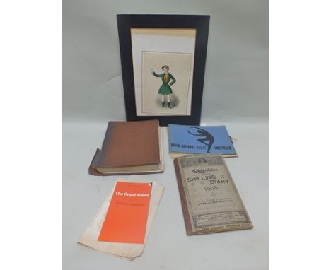 A LARGE QUANTITY OF ASSORTED EPHEMERA includes unframed prints concerning theatre, ballet etc. contained within a tapestry ef