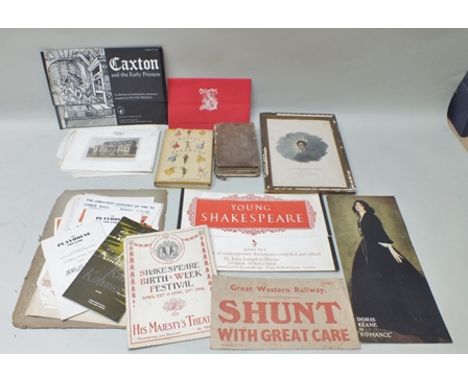 A HAND COLOURED PRINT of "Mr Kean as King John" 19cm x 15cm, unframed, A QUANTITY OF THEATRE PROGRAMMES AND EPHEMERA includes