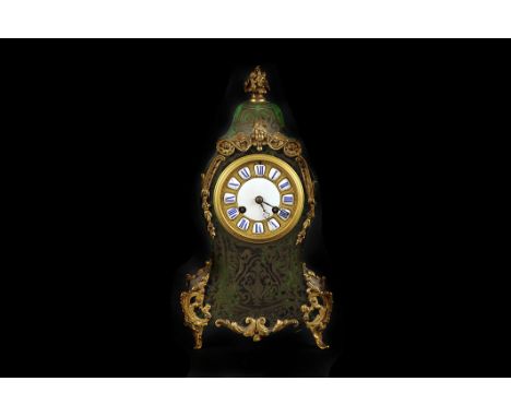 A French Second Empire Boulle work mantle clock, with green stained tortoiseshell body, the movement stamped ABD for Achille 