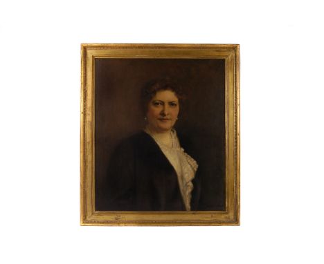 Herbert Arthur Horwitz (1865-1937), an oil on canvas quarter length portrait of a lady with pearls, and lace collar, signed l
