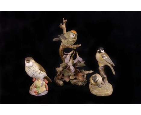 A small collection of bisque porcelain birds,  factories including Royal Crown Derby, Royal Worcester, and one 'Country Artis