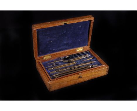 A military issue Mk 2 geometry set,  in a mahogany case