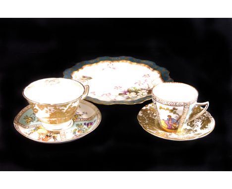 A group of ceramics,  including a creamware planter and two creamware 'woven' openwork graduated baskets, an ironstone platte