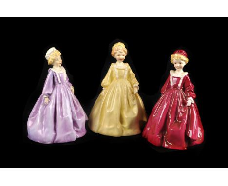 Three  Royal Worcester F.G Doughty 'Grandmother's Dress' figures,  no. 3081, each 17cm high