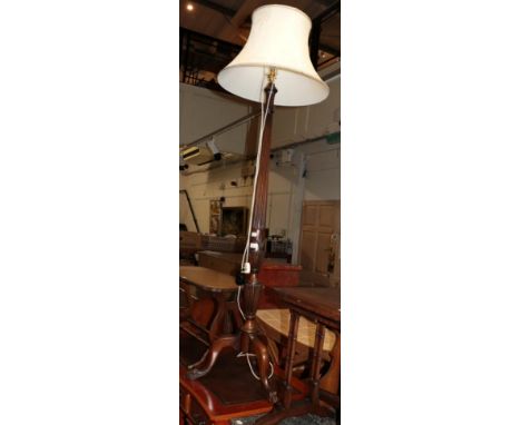 A Regency style coffee table; nest of three mahogany tables and a carved mahogany standard lamp and shade 