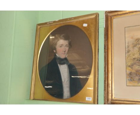British School (19th century) Portrait of a gentleman, chalk, 55cm by 45cm (oval)