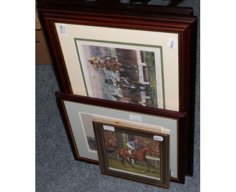 A pair of prints after D M Dent ''Doing the Business: The 1999 Cheltenham Gold Cup'' and ''Call of Glory: The 1999 Queen Moth