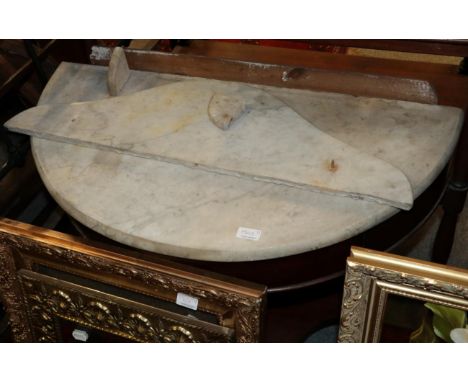 ~ A late Victorian walnut grey marble tiled back washstand, with two drawers above a cupboard door raised on spindle turned l