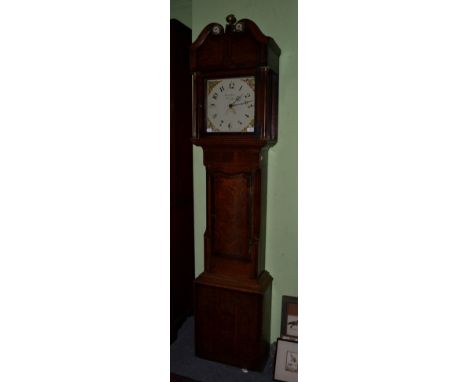 ~ A George III Welsh oak and mahogany longcase clock, Hump. Jones, Oswestry, square painted Arabic dial, date aperture, 210cm