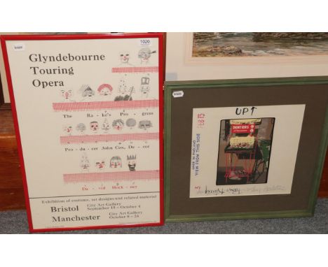 Karey Asselstine 'Paris-Karey' 1973, artists proof together with Hockney poster, Exhibition of costumes for Glyndebourne oper