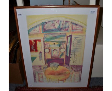 Chloe Cheese (b.1952) 'Breakfast Room at the Sir John Soane Museum', signed lithograph. 132/160, 60cm by 43cm