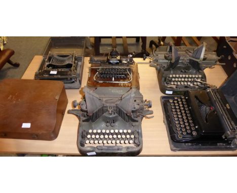 ~ Five early 20th century manual typewriters