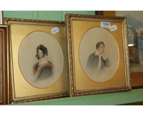 English school (19th/20th century) Portrait of a young gentleman and a young lady, watercolour, 19cm by 15cm (2)