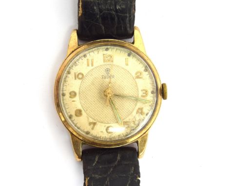 A Rolex Tudor gents automatic watch c.1955, in a 9ct gold case made by Dennison for Rolex, model no. 12856, the dial with Ara