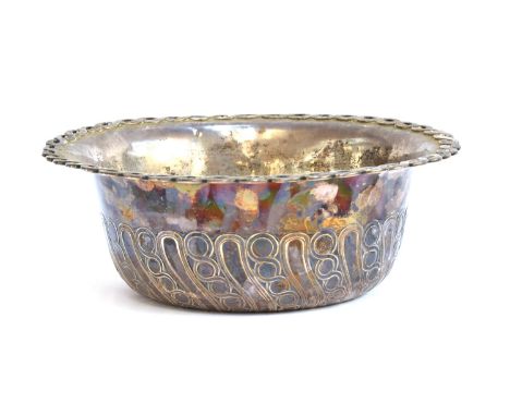 A 19th century French silver rose bowl, pierced rim and lightly gadrooned body, marked for Odiot, Paris, 21cm diameter, 13.2o