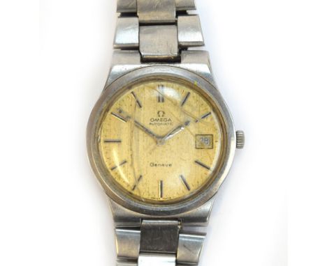 A Omega Geneve stainless steel gent's automatic wrist watch, cal. 1022, the dial with date aperture (crystal AF), approx. 36m