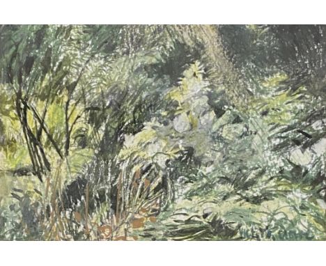 Victoria Crowe, ARSA RSW (Scottish, b.1945), 'Patch of Garden with Roses', watercolour and pastel on paper, signed lower righ