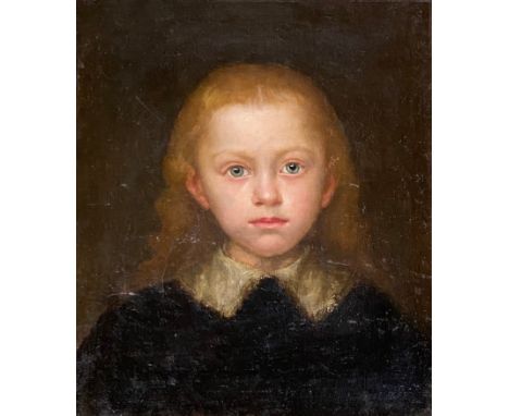 Late 19th century oil on canvas, portrait of a young boy with long blond hair, 39.5x33.5cm