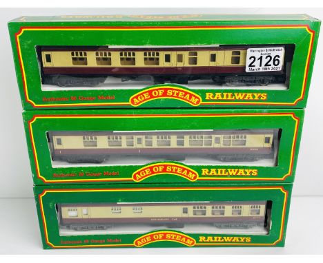 3x Lima BR Red / Cream Passenger Coaches Boxed (Age of Steam Boxed) - P&amp;P Group 1 (£14+VAT for the first lot and £1+VAT f