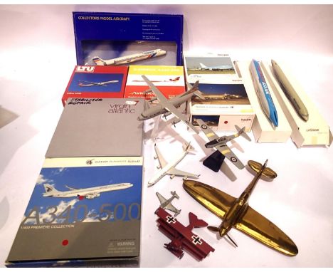Selection of diecast aircrafts; Dragon and Herpa, all for spares or repair and other aircraft kits. P&P Group 2 (£18+VAT for 