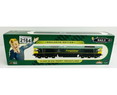 Bachmann 32-726X RAILS/NRM Class 66 614 'Poppy' Freightliner Loco with Instructions, Boxed - P&amp;P Group 1 (£14+VAT for the