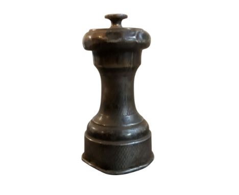 A silver pepper mill or grinder, 8.5cm high, Hukin &amp; Heath, Birmingham 1931