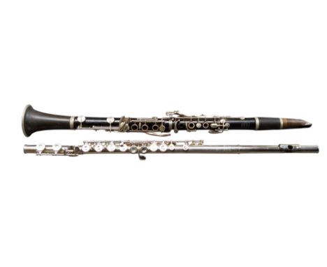 A Student flute, by Rudall Carte &amp; Co Ltd, London, plated keys;&nbsp; a Student Console clarinet,&nbsp; by Selmer, London