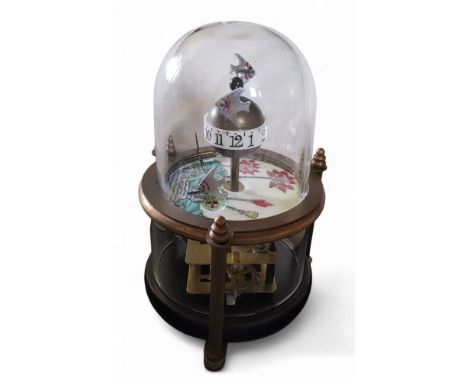 A novelty automaton clock, as fish in an aquarium, 15cm high