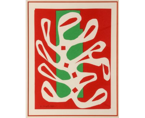 After Henri Matisse Abstract composition in red, white and green lithograph, printed signature image 20¾ x 15¾&nbsp;in (52.5 