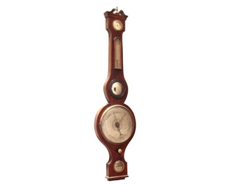 A Regency mahogany wheel barometer by I. Sordelli of London - signed to the silvered level, below an 8 in silvered dial, conv