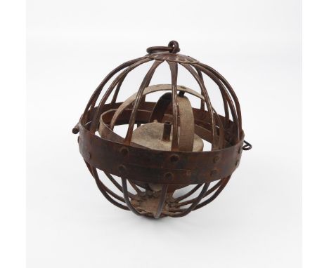 A small steel gimballed ship's lamp