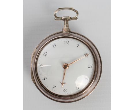 Isaac Rogers of London: a George III silver pair cased verge fusee open face pocket watch - the case hallmarked Joseph Carpen