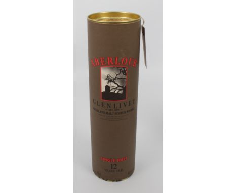 A bottle of Aberlour Glenlivet single malt Scotch whisky, 12 years old, 75cl, in original card tube.