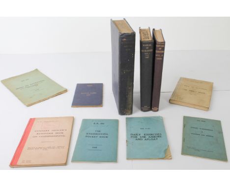 Nine WW2 Royal Navy manuals from the library of Sub-Lt. John Wilson Dunsire RNVR (1913-1996):  Gunnery Officer's Reminder Boo