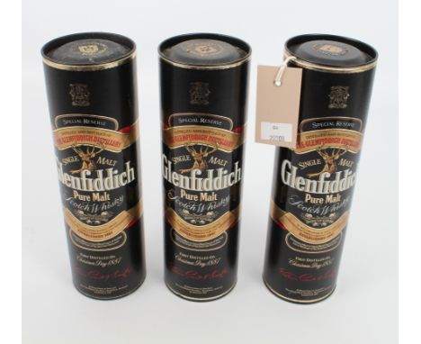 Three half bottles of Glenfiddich Special Old Reserve Single Malt Pure Malt Scotch Whisky - 35cl, in original card tubes.