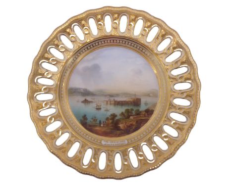 Irish interest: a 19th century Copeland topographical cabinet plate - titled 'The Cove of Cork after W. H. Bartlett', the han