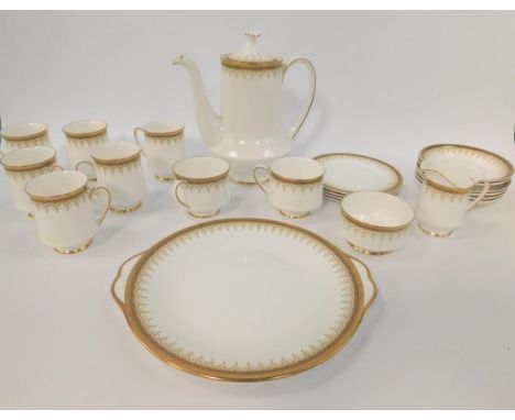 A Paragon porcelain part coffee service decorated in the Athena pattern, comprising of coffee port, bread plate, cream jug, s