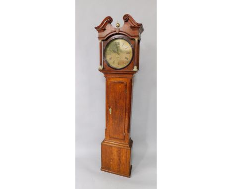 George Bourn (Kirkby). A George III oak longcase clock, the circular brass dial bearing Roman and Arabic numerals, subsidiary